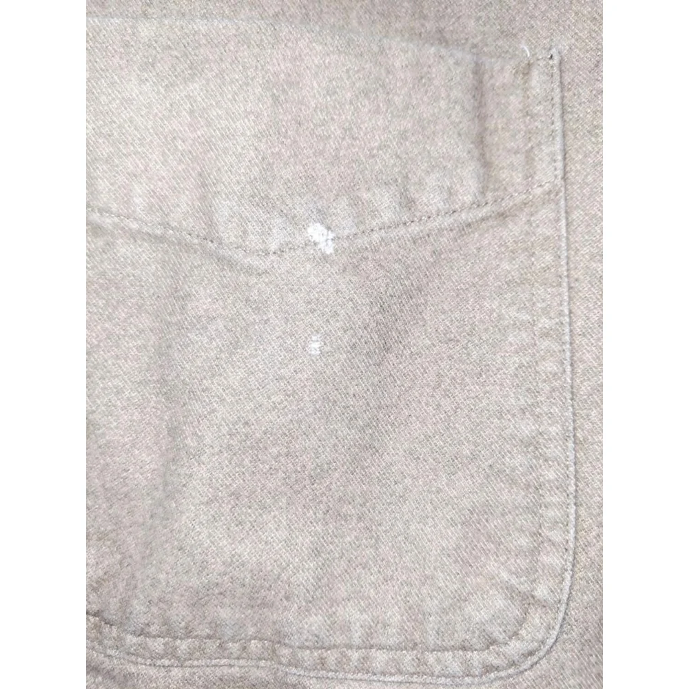 WOOLRICH Beige Casual Button Down Shirt XL 100% thick cotton elbow patches - Picture 5 of 7